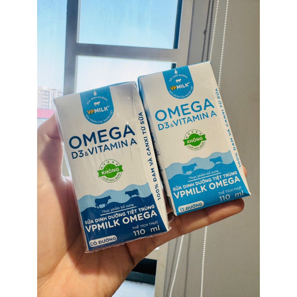 [Cpmbo 6 lốc] Sữa dinh dưỡng VPMILK OMEGA dạng hộp 110ml (Mix có đường/ít đường)