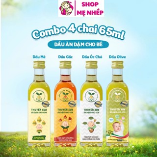   Combo 4  Dầu Mè - Gấc - Óc chó - Olive Ăn Dặm Thuyền Xưa Cho bé từ 6 tháng tuổi chai 65ml 