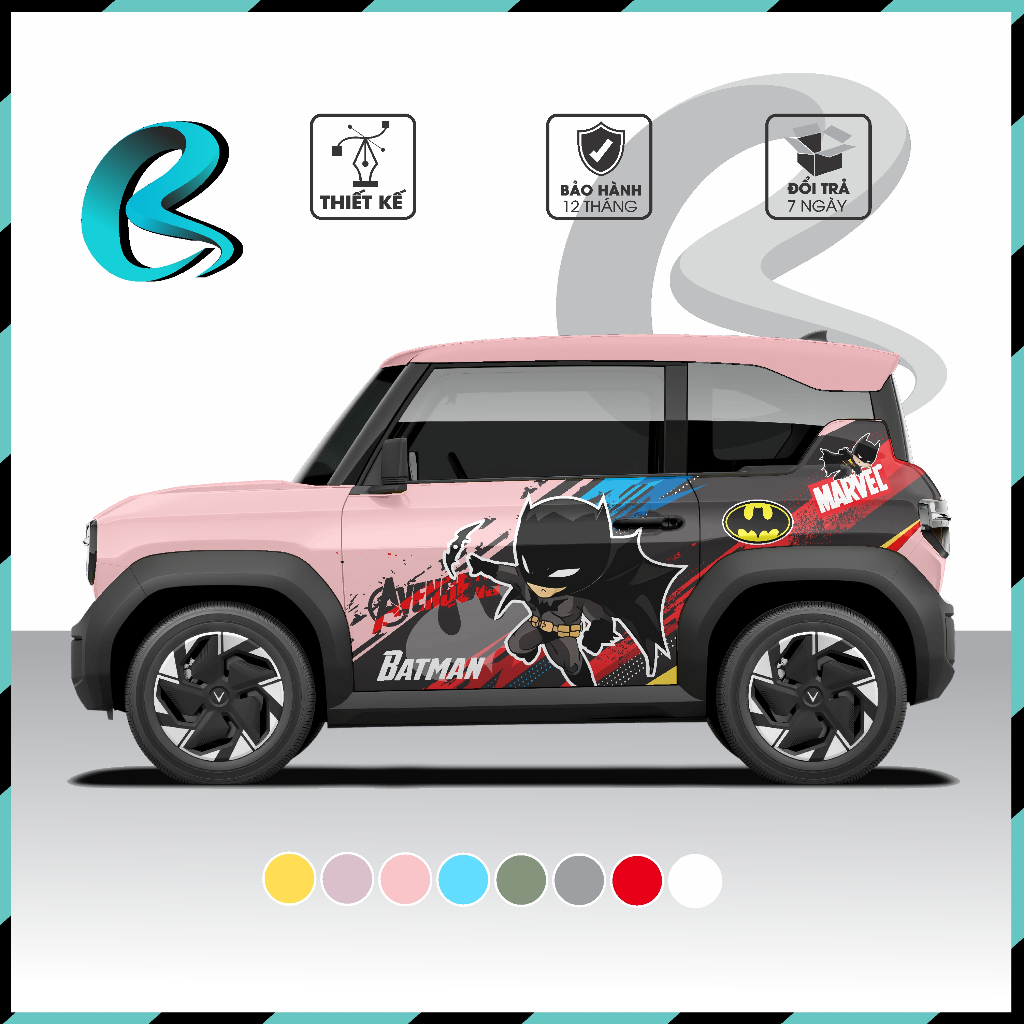 Tem Dán Xe VF3 - Decal CB Dán Xe - Tem 2 Bên Sườn- Decal VF3- Batman