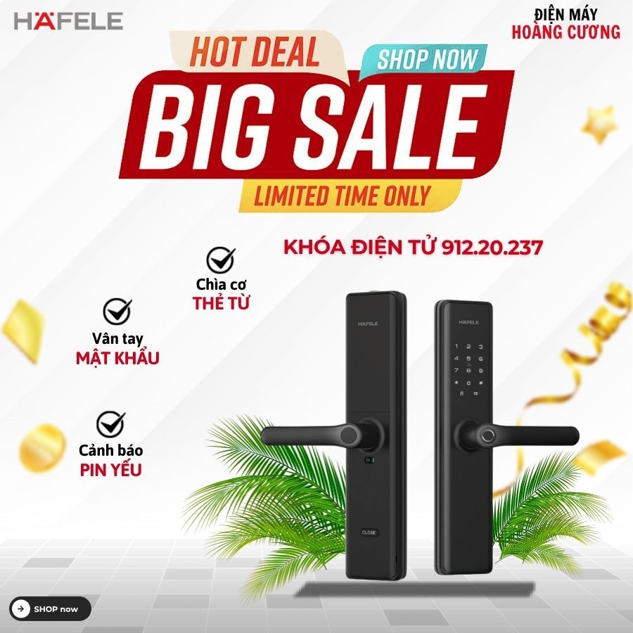 Khóa Điện Tử Hafele DL7600 Đen Không Pin 912.20.237 – Thiết Kế Hiện Đại, An Toàn Cao