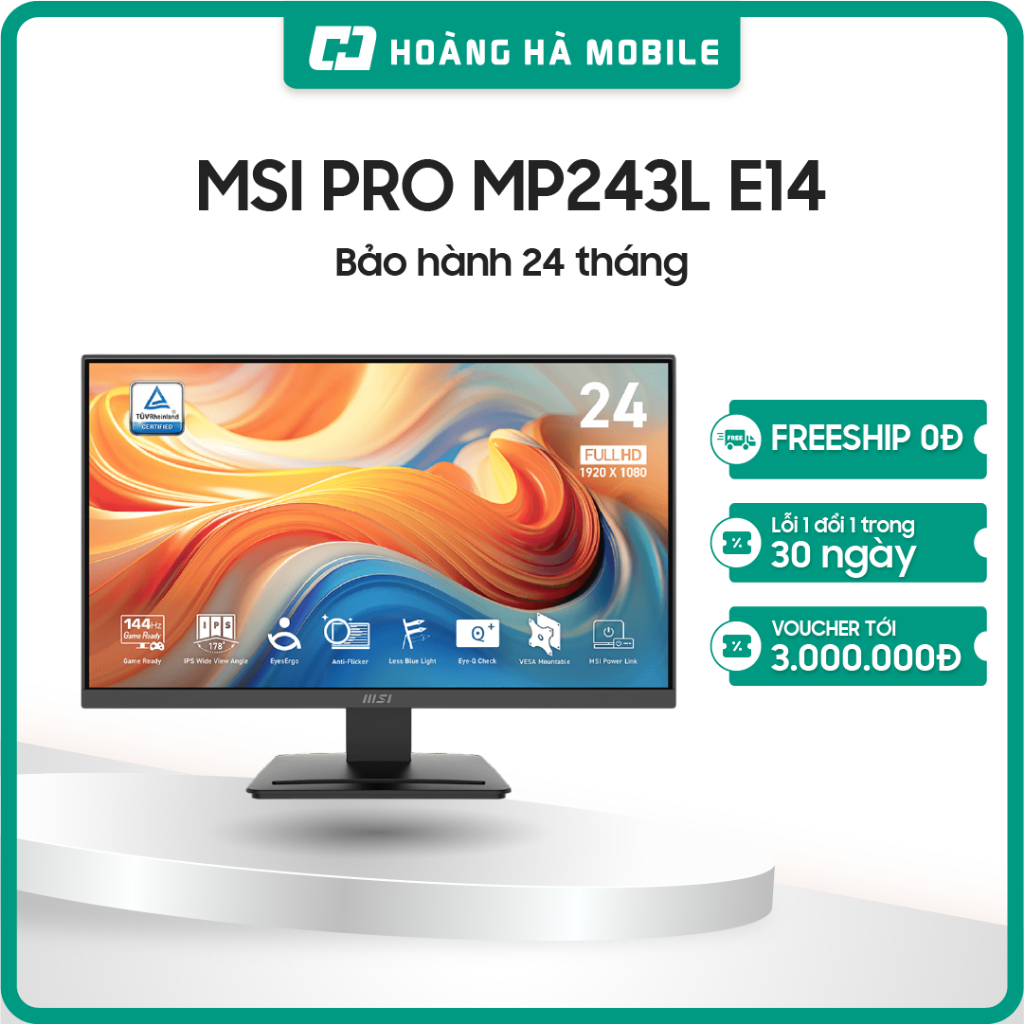 Màn hình MSI PRO MP243L E14 23.8"/ MSI PRO MP273L E14 27 inch (IPS/FHD/144Hz/1 ms) - Chính hãng