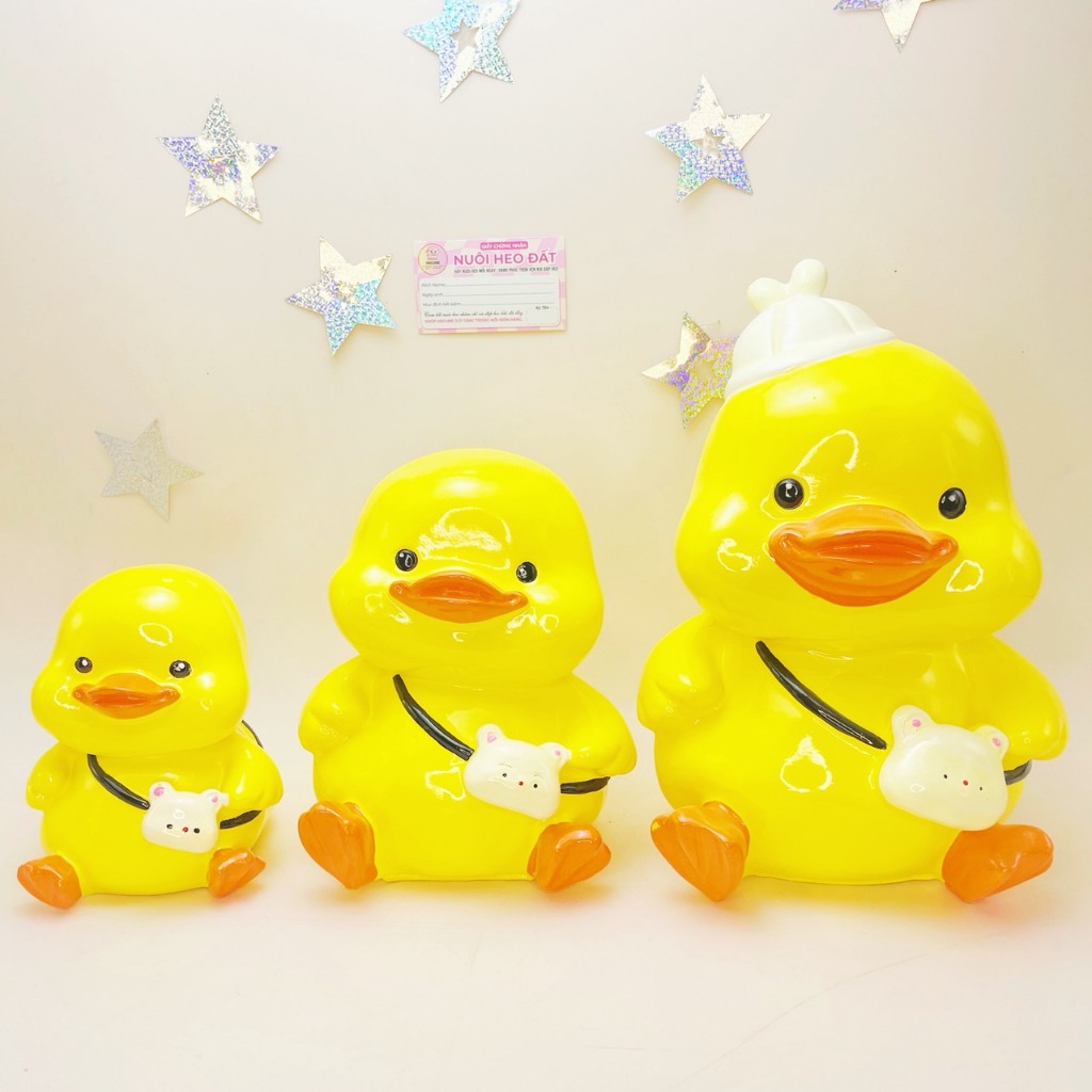 Lợn Đất Tiết Kiệm Tiền Vịt Đeo Túi Hecube Heo Ống Két Sắt Đựng Vàng Cho Bé