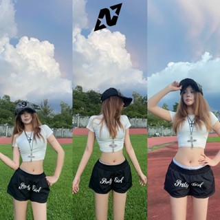   DEAL MỞ BÁN  Quần Sọt Nữ Dù Ngắn In Thân Trước Chữ "Pretty Girl"-N.E.K.K 