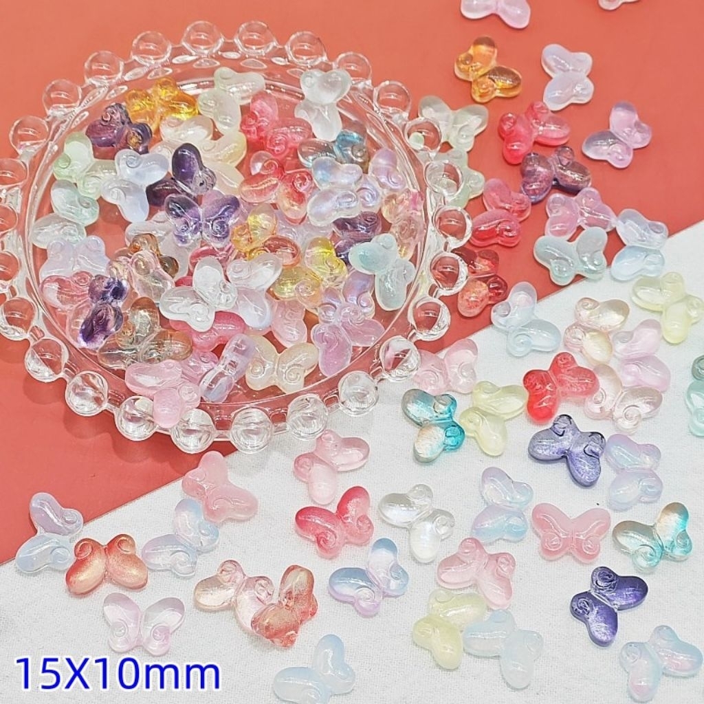 26 chiếc hình bướm thủy tinh 10*14mm làm vòng tay móc khoá handmade