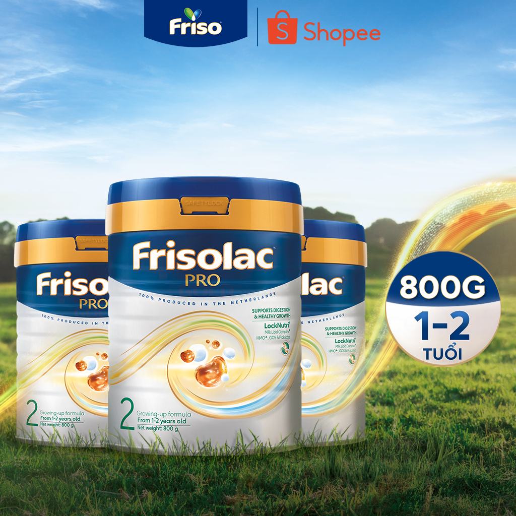 Combo 3 Lon Sữa Bột Frisolac Pro 2 800G cho trẻ từ 1-2 tuổi
