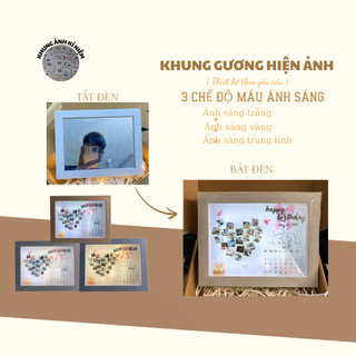 khung gương hiện ảnh , kích thước 15 * 20 cm ,gương đèn LED , hiện ảnh khi bật đèn in theo yêu cầu, làm quà sinh nhật...