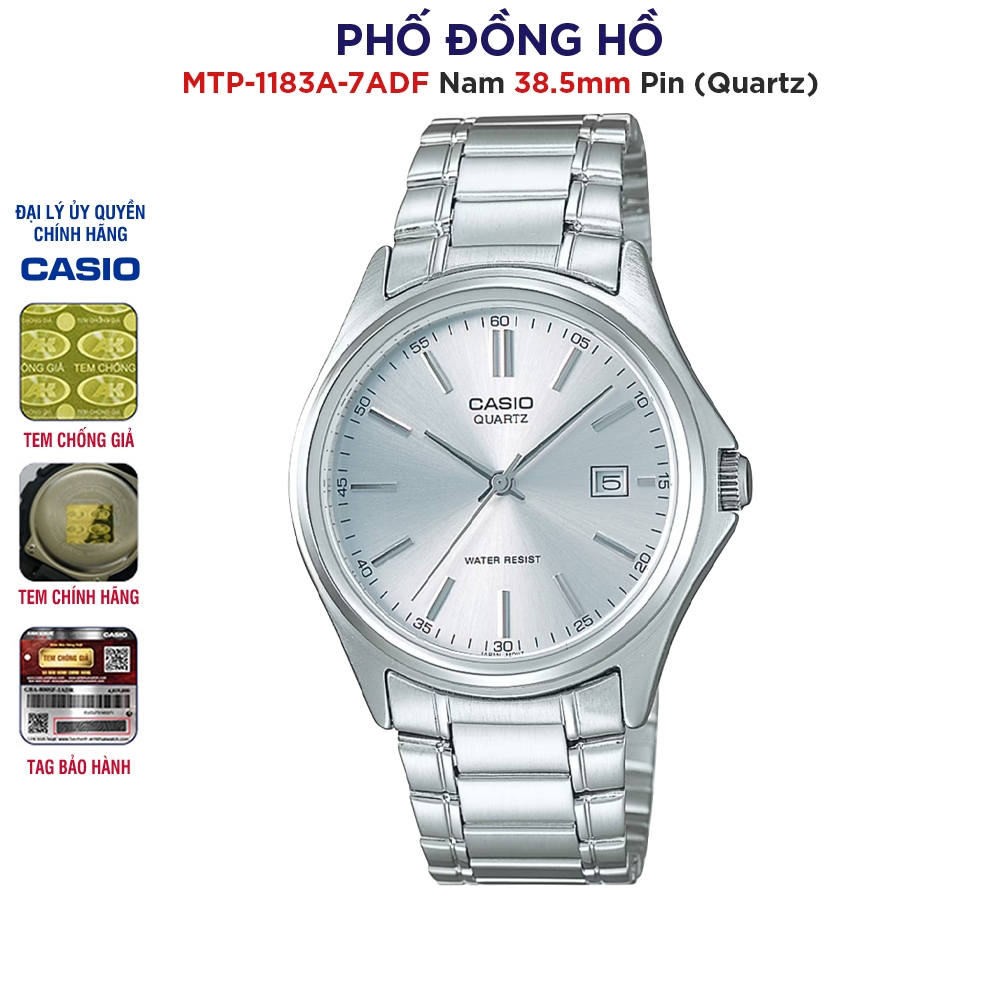 Đồng hồ nam dây kim loại Casio chính hãng Anh Khuê MTP-1183A-7ADF