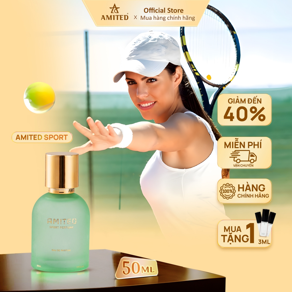 Nước hoa thơm lâu Amited Sport Blue Năng Động, Tươi Mát dành cho người yêu thích Thể Thao Size 50ml