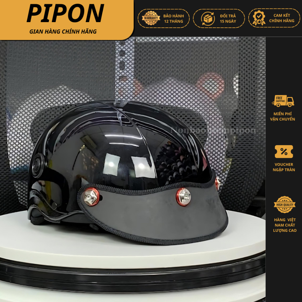 Mũ bảo hiểm nửa đầu gắn ốc Titan Salaya , Nón bảo hiểm ốc titan Salaya phủ bóng nano