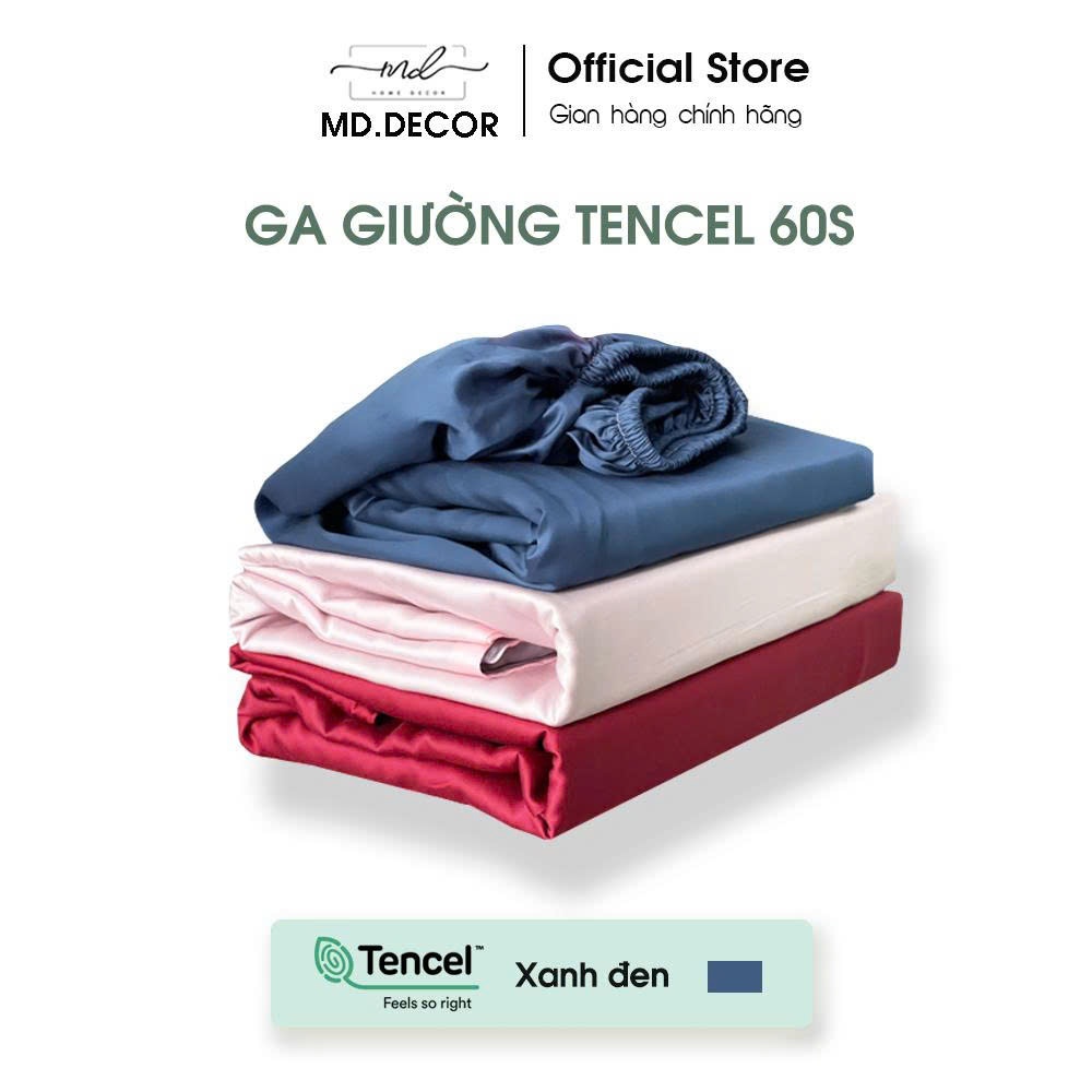 Ga Giường Lụa Tencel 60s Cao Cấp MD.DECOR 2mx2m I 2m2x2m màu trơn không xù lông trơn mượt thoáng mát