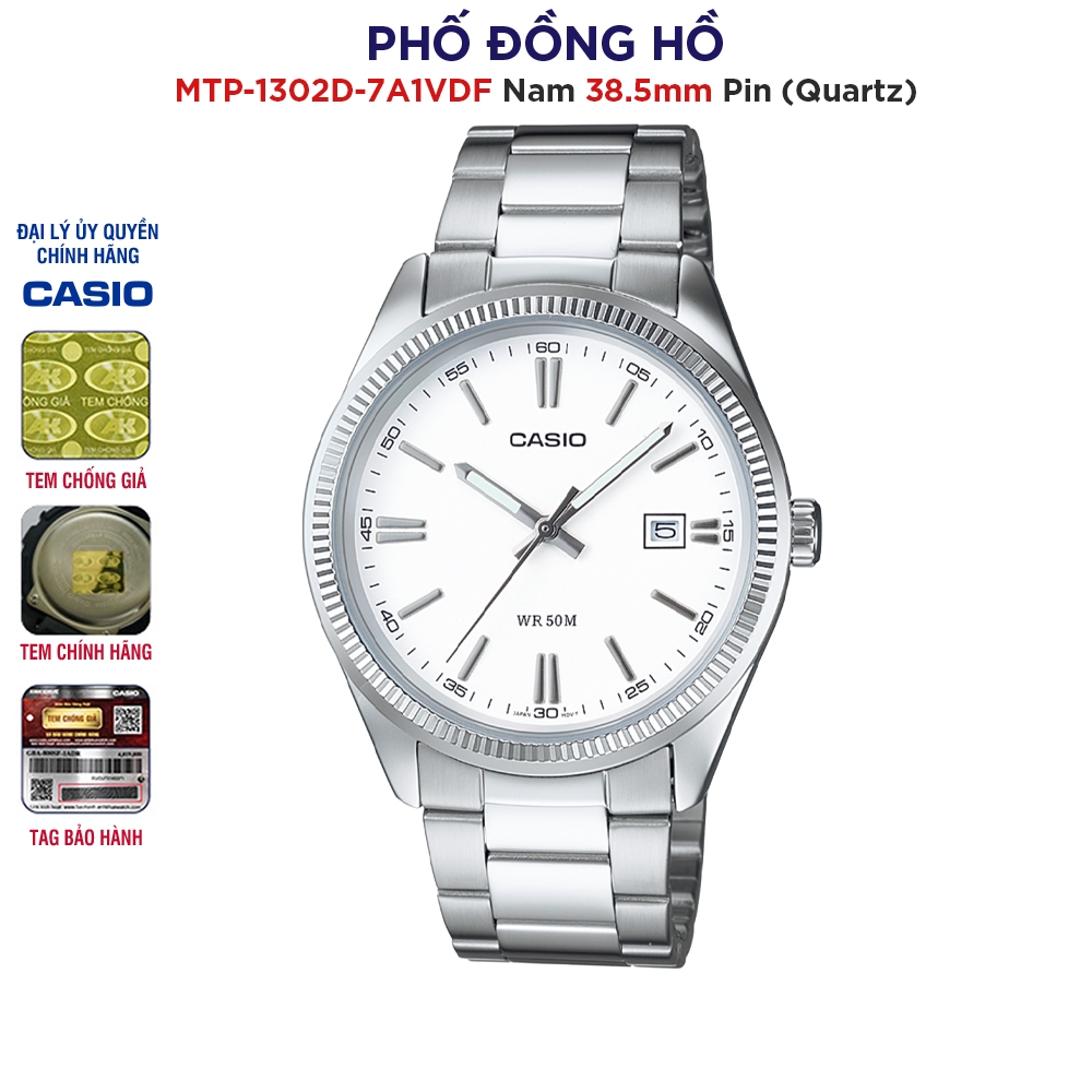 Đồng hồ nam dây kim loại Casio chính hãng Anh Khuê MTP-1302D-7A1VDF
