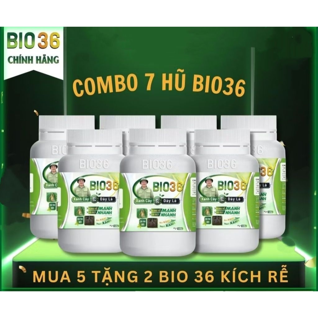Combo 7 hũ Bio 36 (5 tặng 2). Kích rễ nhanh, đi đọt nhanh, xanh cây, dày lá.. Bio 36 kích rễ,  bio 3