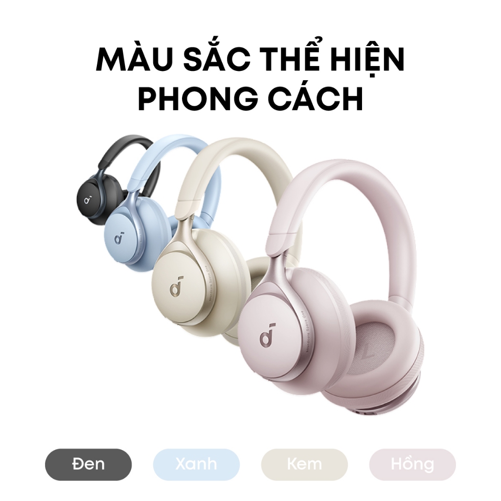 Tai nghe không dây chụp tai soundcore Space One | Âm thanh Hi-res | Giảm ồn 98% | 55h phát nhạc | BigBuy360 - bigbuy360.vn