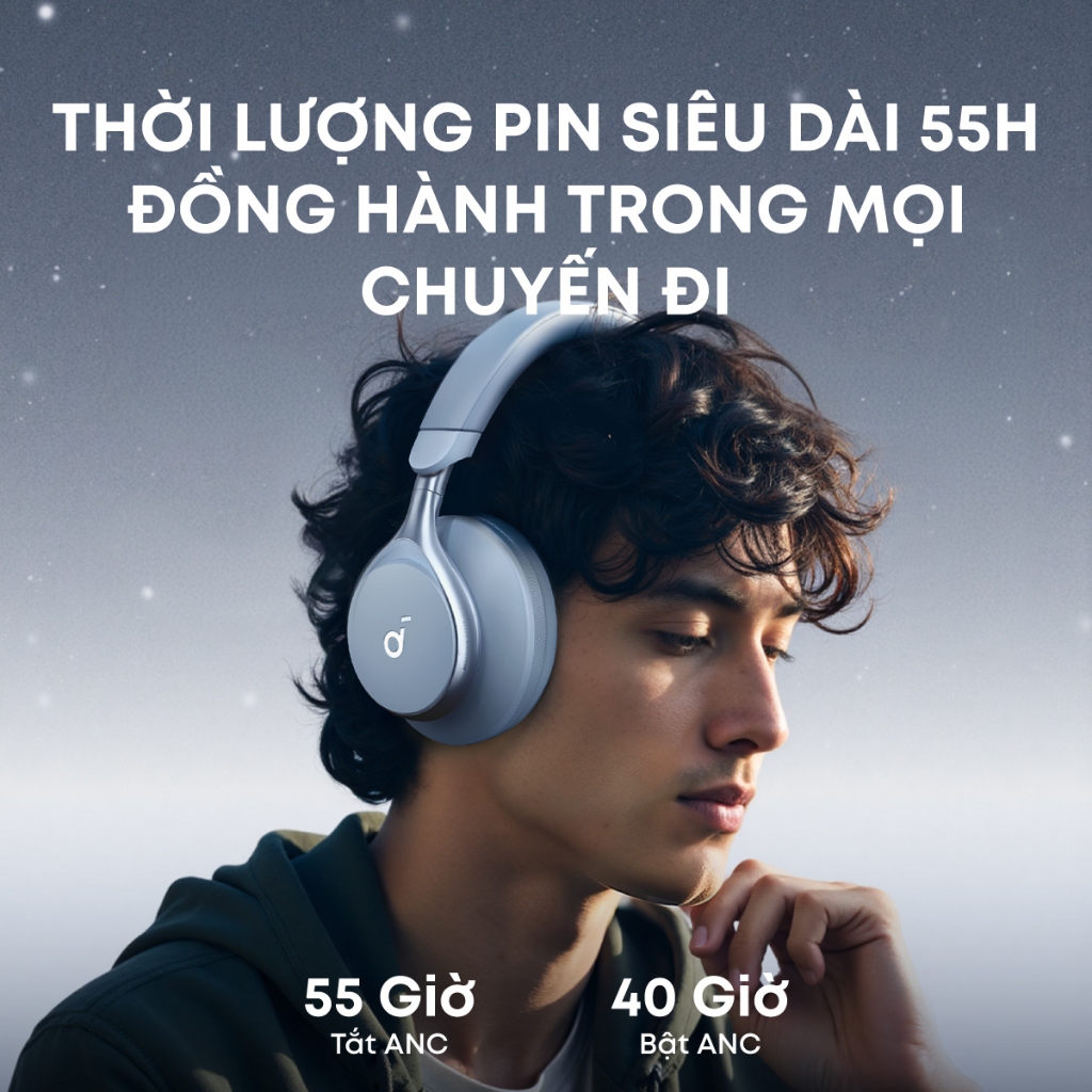 Tai nghe không dây chụp tai soundcore Space One | Âm thanh Hi-res | Giảm ồn 98% | 55h phát nhạc | BigBuy360 - bigbuy360.vn