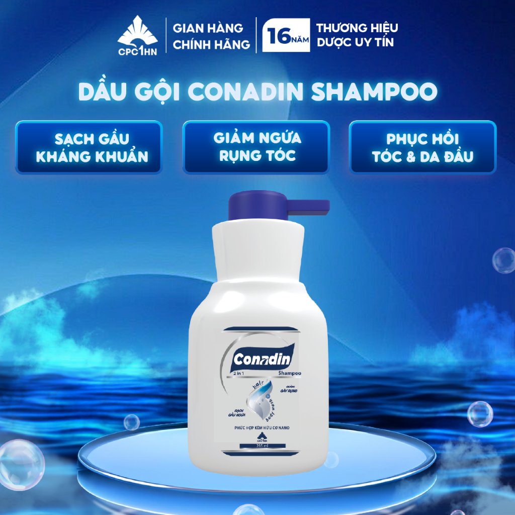 Dầu gội đầu Conadin Shampoo sạch gầu, giảm ngứa rụng bết không gây khô tóc 285ml