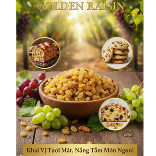 【Hàng Chuẩn 1 Date Mới】Nho Khô Golden Raisin thùng 10kg, Nho đen Raisin - Hạt To, nho khô làm bánh, nho Iran
