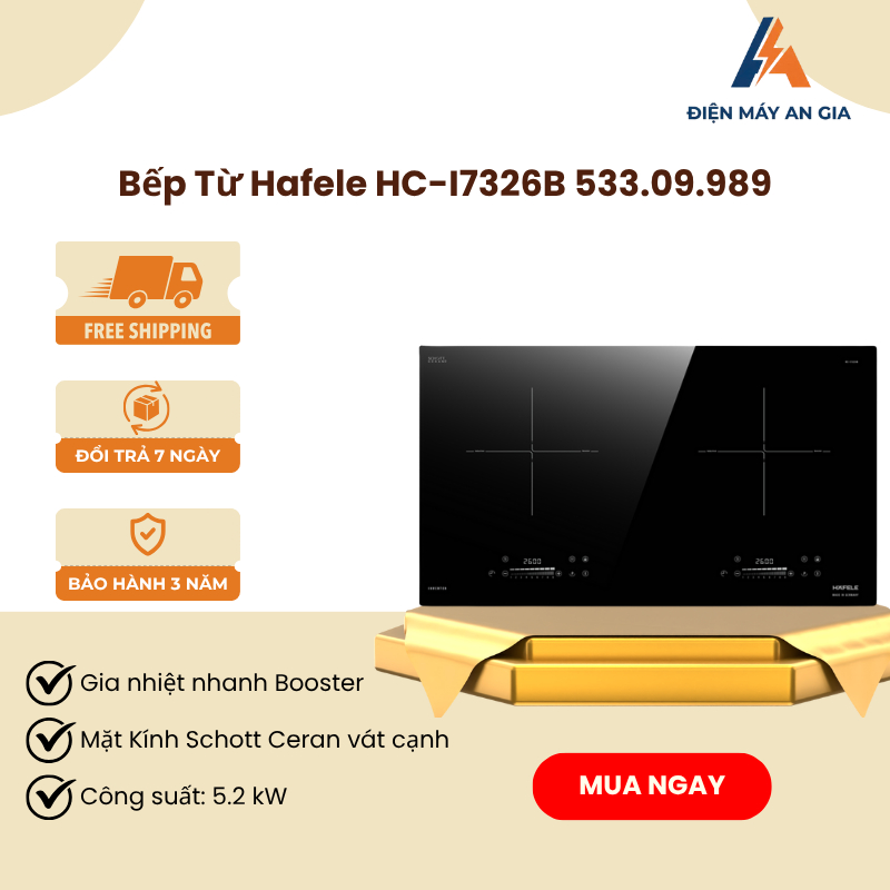 Bếp từ Hafele HC-I7326B 533.09.989 – Mặt kính Schott Ceran - Công suất 5.2kW - PEB
