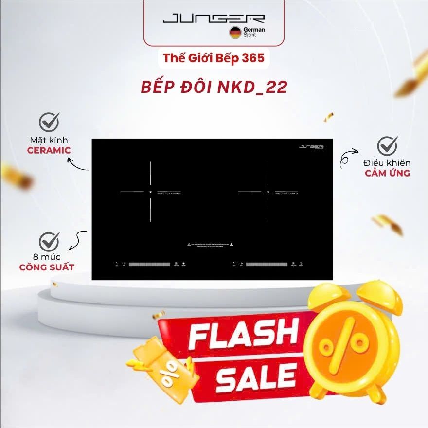 Bếp từ đôi Junger NKD-22+ - Công suất lớn, Tặng Bộ nồi inox 7 chi tiết Junger CWJ_070