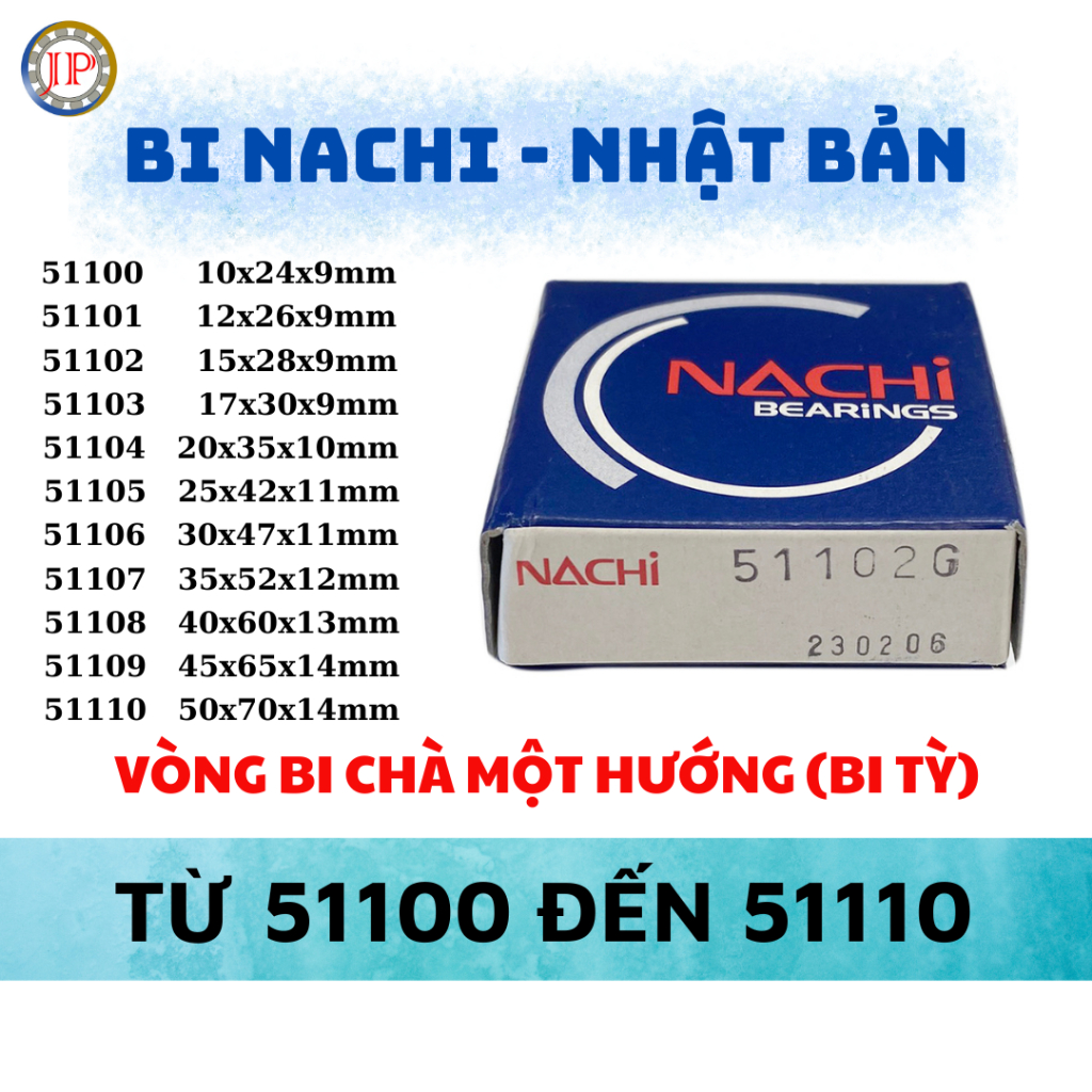 (Bạc đạn) Vòng bi Tỳ NACHI 51100, 51101, 51102, 51103, 51104, 51105, 51106, 51107, 51108, 51109, 511
