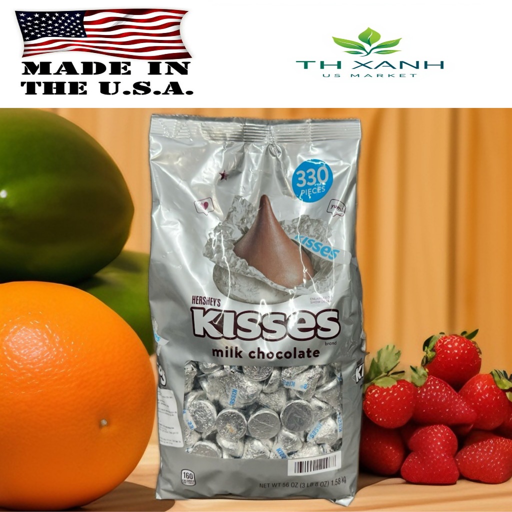 Socola sữa chocolate Mỹ Hershey's Kisses Milk Chocolate 1.58kg , 330 viên Date 01/2027