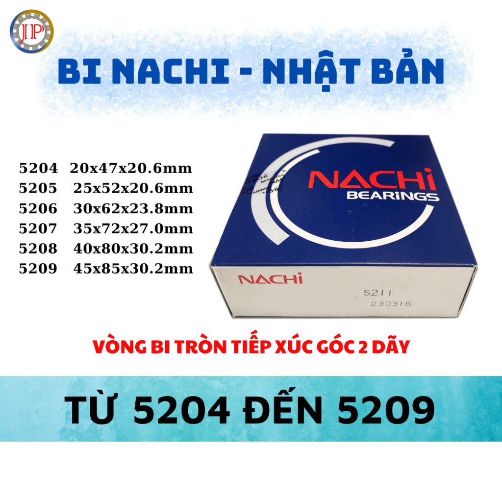 (Bạc đạn) Vòng bi NACHI 5204, 5205, 5206, 5207, 5208, 5209