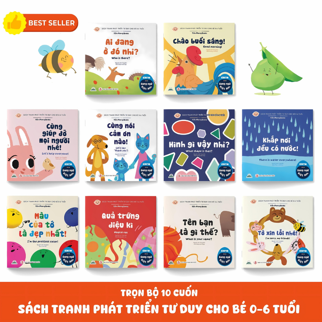 Sách - Bộ 10 Quyển Ehon Song Ngữ Việt Anh - Sách Phát Triển Tư Duy Cho Bé 0-6 Tuổi - Tiên Phong Book