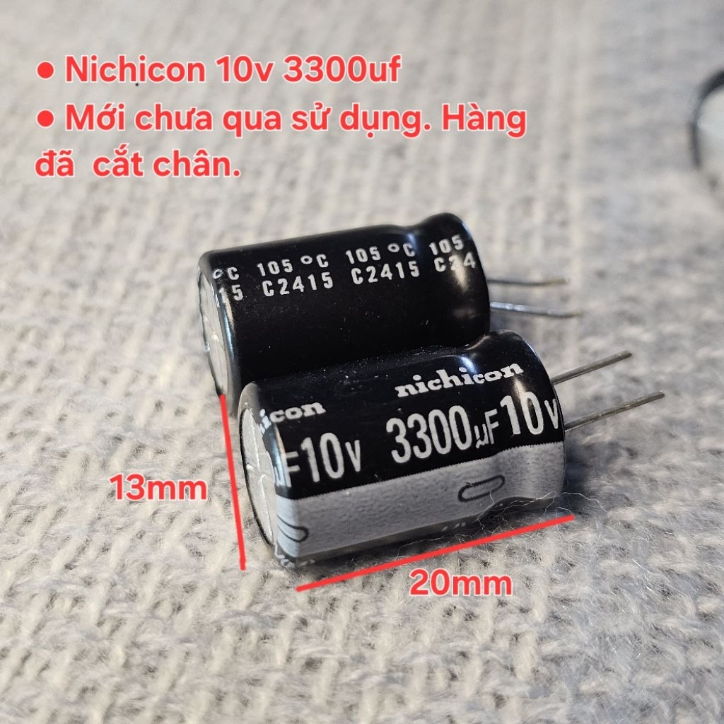 Sét 10 tụ điện phân cực nichicon 10v 3300uf 13x20mm