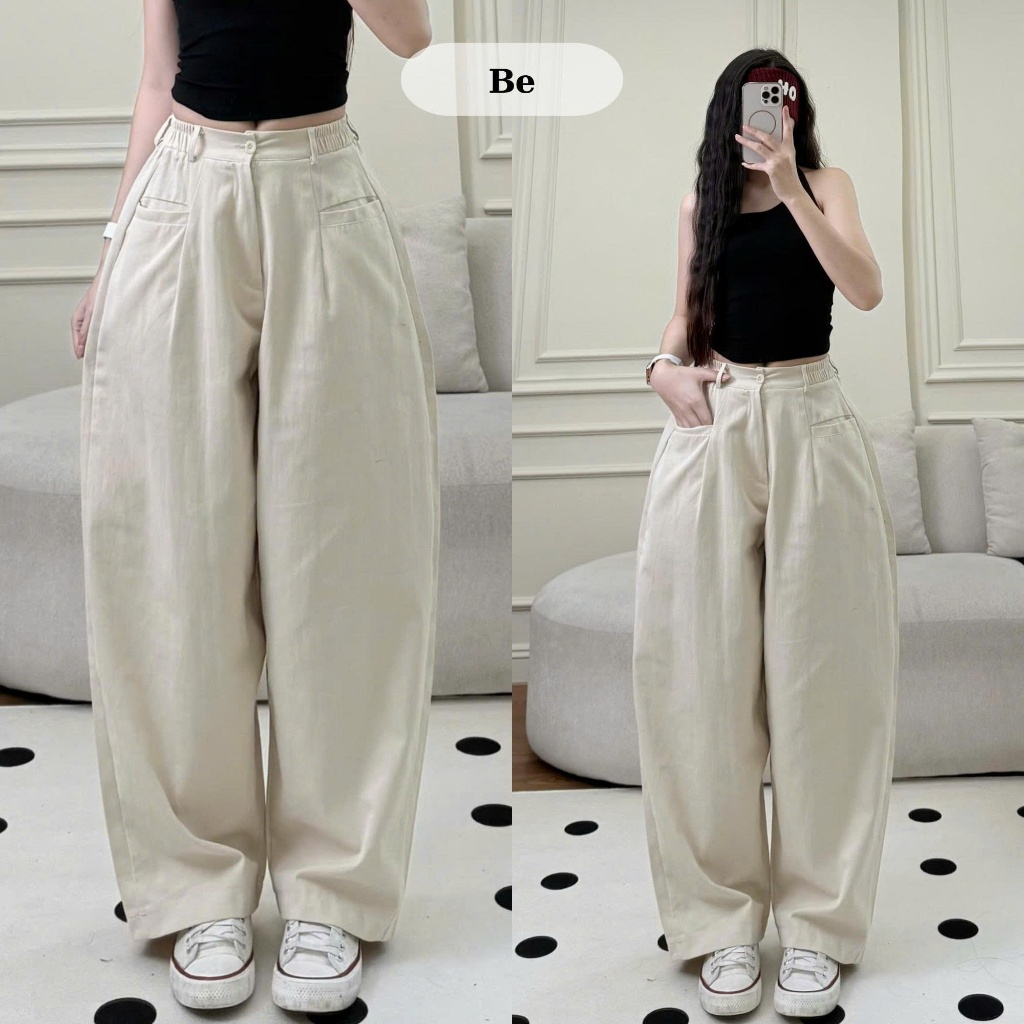Quần Kaki Dáng Suông Ống Rộng Nữ 247Store Chun Sau Basic Mặc Đi Học Đi Làm Đi Chơi | BigBuy360 - bigbuy360.vn