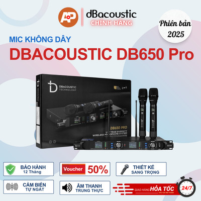 Mic không dây DBAcoustic DB650 PRO - Thiết kế nhôm nguyên khối - 200 kênh tần số - Hàng chính hãng
