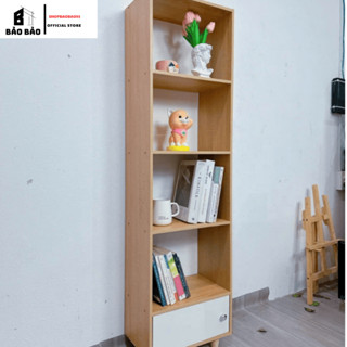  Kệ sách gỗ 4 tầng có ngăn tủ thương hiệu Bảo Bảo chất liệu gỗ MDF phong cách Bắc Âu  - KTT04 
