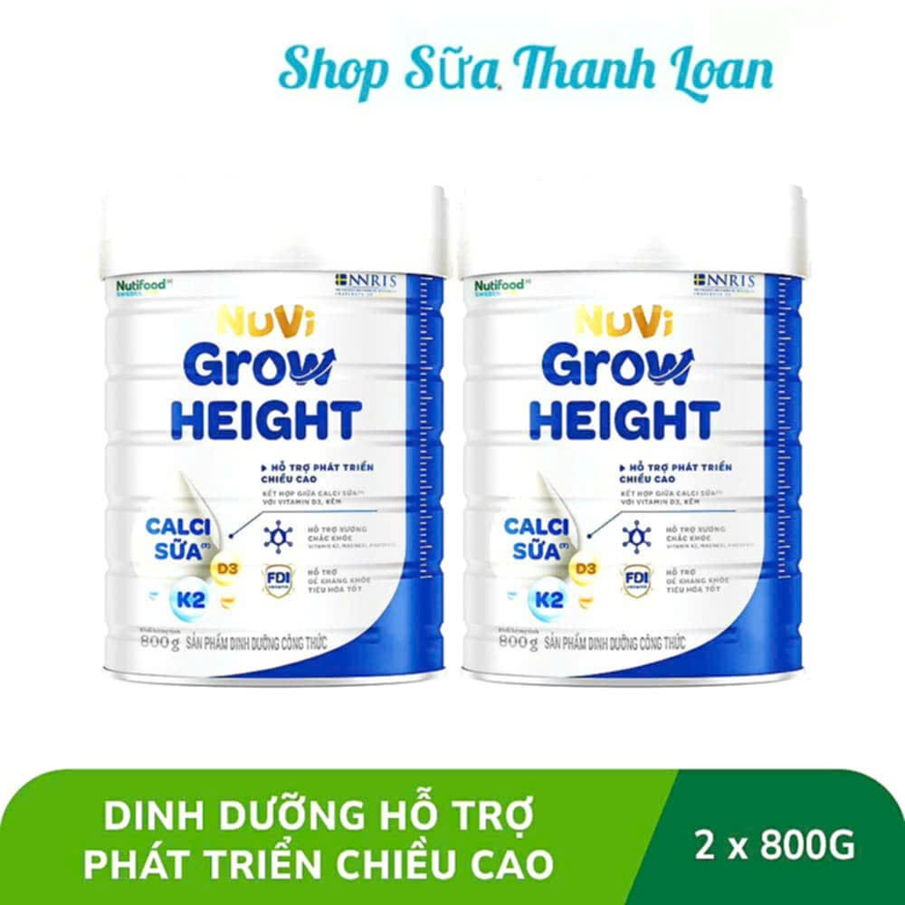 (HSD T10-2027) (Mẫu Mới) COMBO 2 LON Sữa Bột Nutifood Nuvi Grow 1 800g.