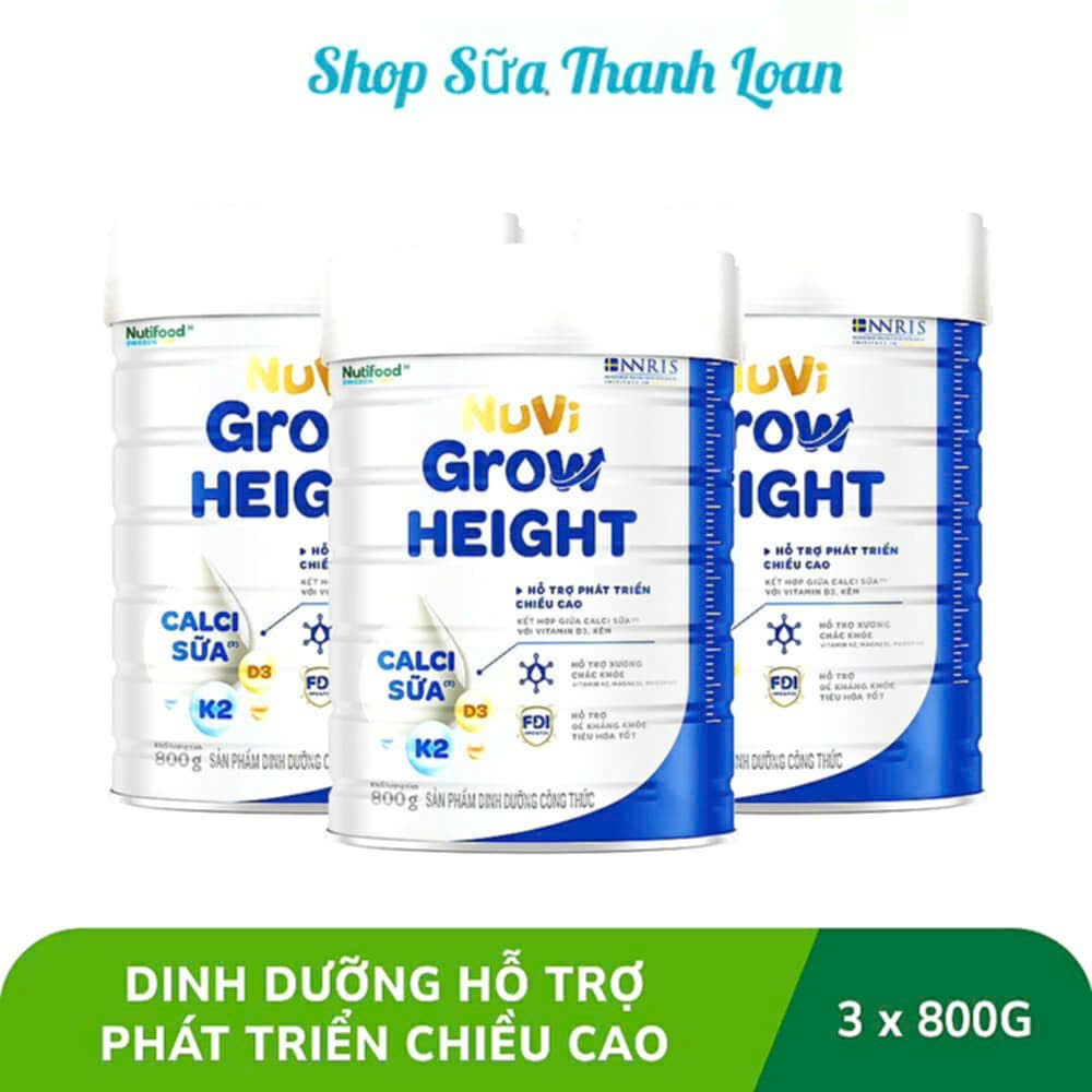 (HSD T10-2027) (Mẫu Mới) COMBO 3 LON Sữa Bột Nutifood Nuvi Grow 1 800g.