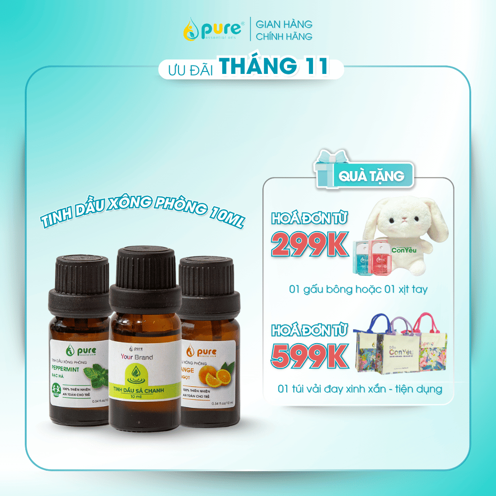 Tinh Dầu Xông Thơm Phòng - Hương Cam/Tràm/Tràm Trà/Chanh Sả/Bạc Hà - Khử Khuẩn, Bảo Vệ Sức Khỏe 10ml