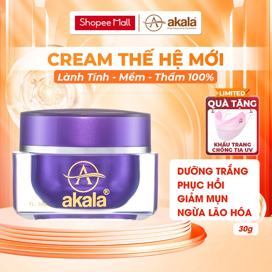  Kem Dưỡng Trắng Giảm Mụn - Ngừa Lão Hóa Phục Hồi Da Căng Mịn - Postbiotic Bio-Peptides akala 30g 