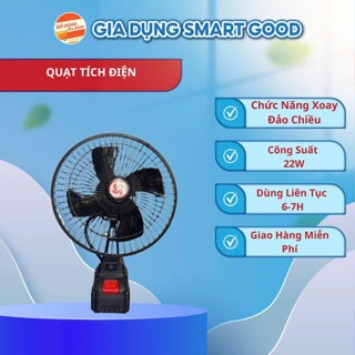 Quạt Tích Điện 2 Mức Gió, Kích Thước 8 Inch, pin 10 cell sử dụng 3-4h. Bảo Hành 12 Tháng