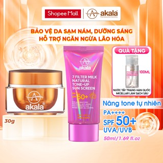  Combo Kem Chống Nắng  HÀN QUỐC  Phổ Rộng 7 Màng Lọc akala 50ml & Kem Nám Tàn Nhang Đồi Mồi Ngừa Lão Hóa Da akala 30g 