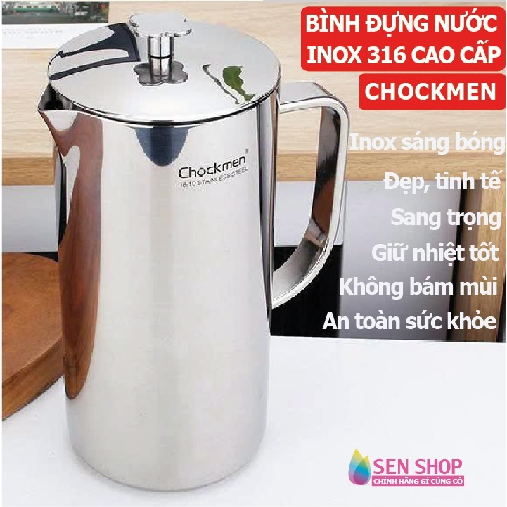 Bình inox Chockmen inox 316 cao cấp an tâm sức khỏe bình inox đựng nước bình đựng nước inox 316 trà 