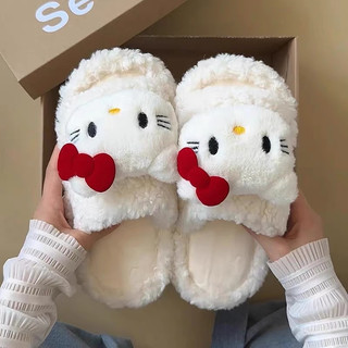 Dép Nữ Lông Cừu Phối Hình CAT Dễ Thương, Đế Nhẹ Gồm 3 Màu Mang Trong Nhà, Ngoài Trời Hàng QCCC.