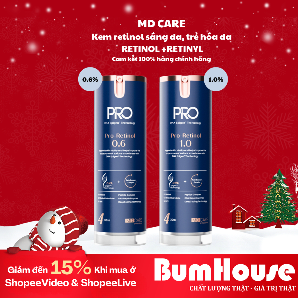 [HÀNG CTY] Kem dưỡng MD CARE Pro-Retinol 0.6/ Pro-Retinol  1.0 Giúp dưỡng sáng, Trẻ Hóa da 30ml | BigBuy360 - bigbuy360.vn