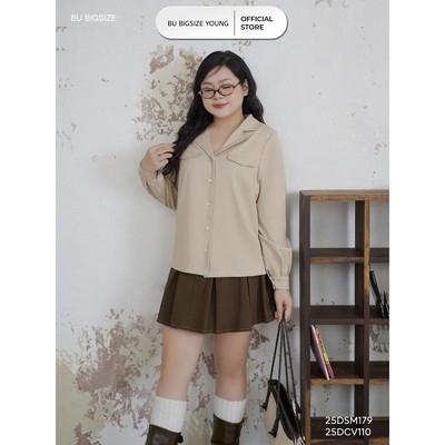 Áo sơ mi cổ bẻ ve BIGSIZE (55kg đến 95kg) – 25DSM179 - [BU Bigsize]