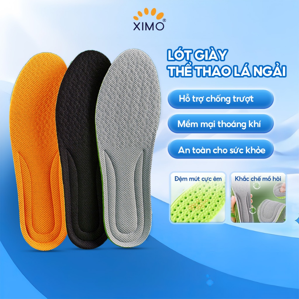 Lót giày thể thao lá ngải êm chân XIMO, thoáng khí, siêu nhẹ, khử mùi, hút ẩm LGTT25