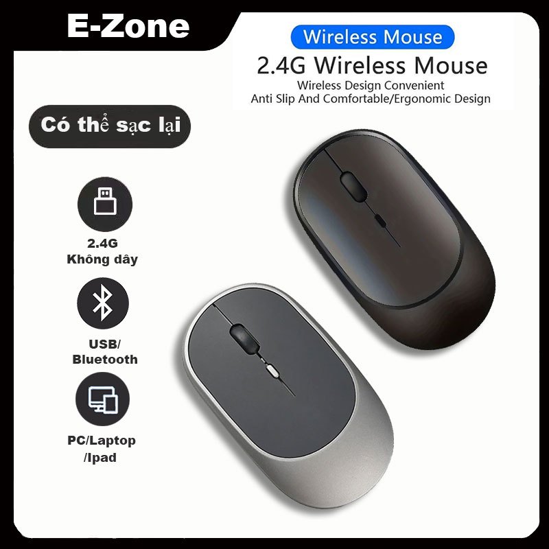 Chuột không dây có thể sạc lại Bluetooth +USB nhỏ gọn/chống bluetooth silent/thuận tiện mang đi