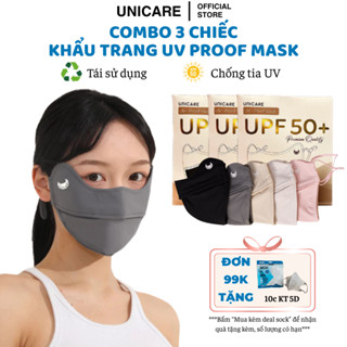   Combo 3 Chiếc  Khẩu Trang Unicare Chống Tia UV Proof Mask Vải 2 Lớp Mềm Mịn Thoáng Khí Tái Sử Dụng 