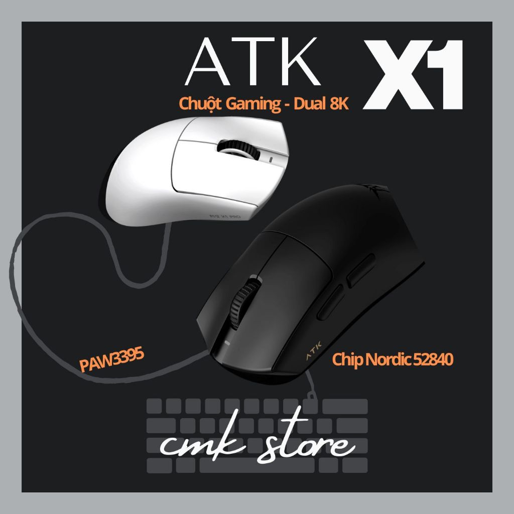 (sẵn tùy màu) Chuột Gaming ATK X1 | X1 PRO | X1 Ultra - Chip PAW3950 - 3 Mode Kết Nối - Dongle hỗ tr