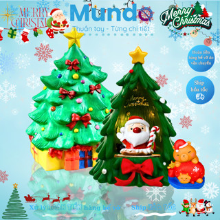   MUNDO  Tượng Thạch Cao Tô Màu Cây Thông Noel & Đèn Ngủ Người Tuyết – Decor Giáng Sinh DIY 