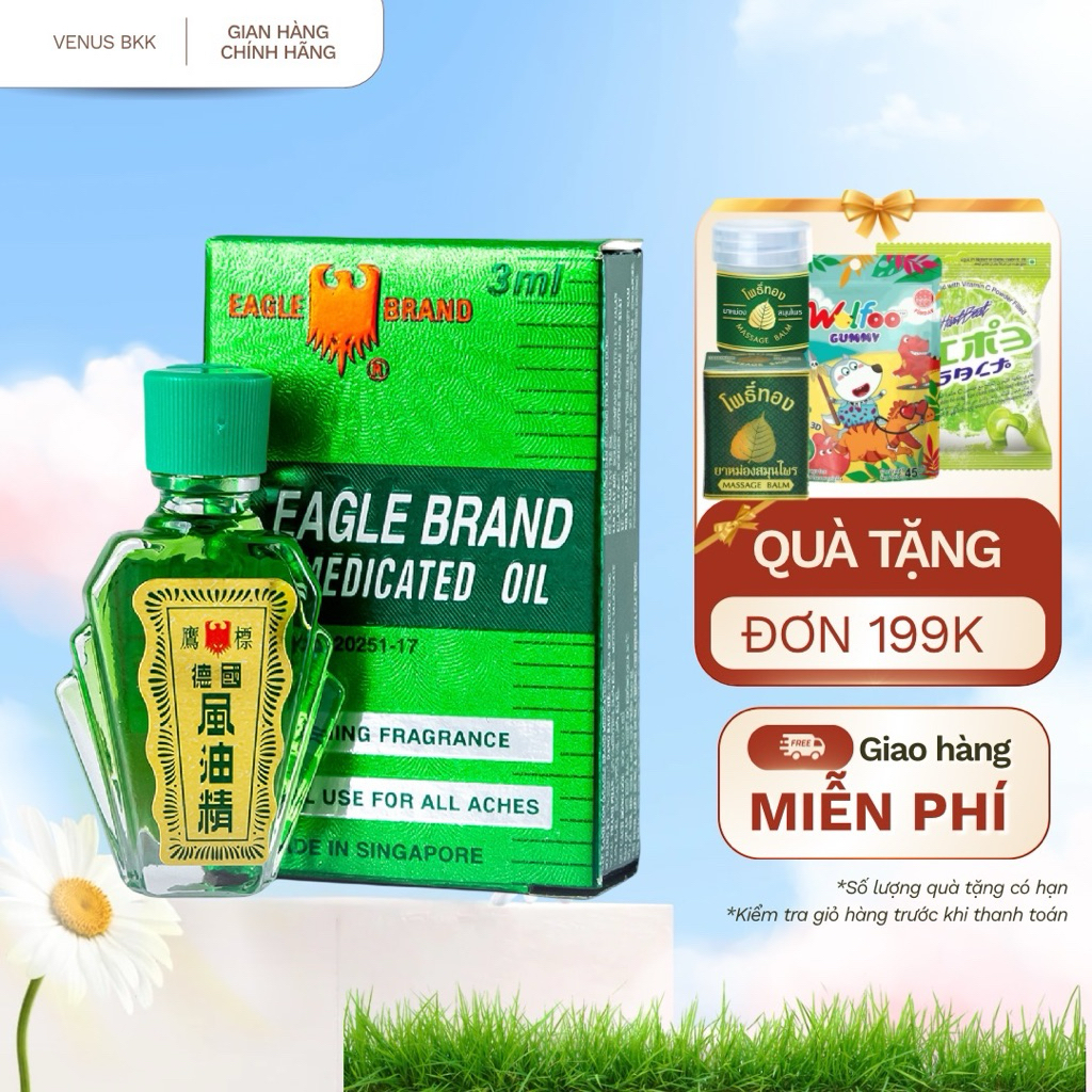 Dầu Gió Xanh Con Ó  Eagle Brand Medicated Oil (3ml) - (Hàng Nội Địa Thái Lan)