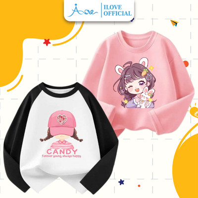 [HÀNG MỚI VỀ] AORE-Áo Thun DÀI TAY Cho Bé Gái Đáng Yêu, Áo phông dài tay Thu Đông Chất Cotton Bé đi học, đi chơi8-35kg