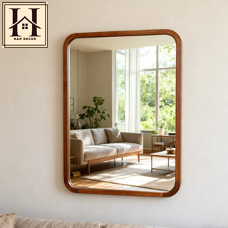  Gương Treo Tường Khung Gỗ Bo Tròn – Gương Decor Trang Trí Phòng Khách Phòng Ngủ   HAN DECOR   