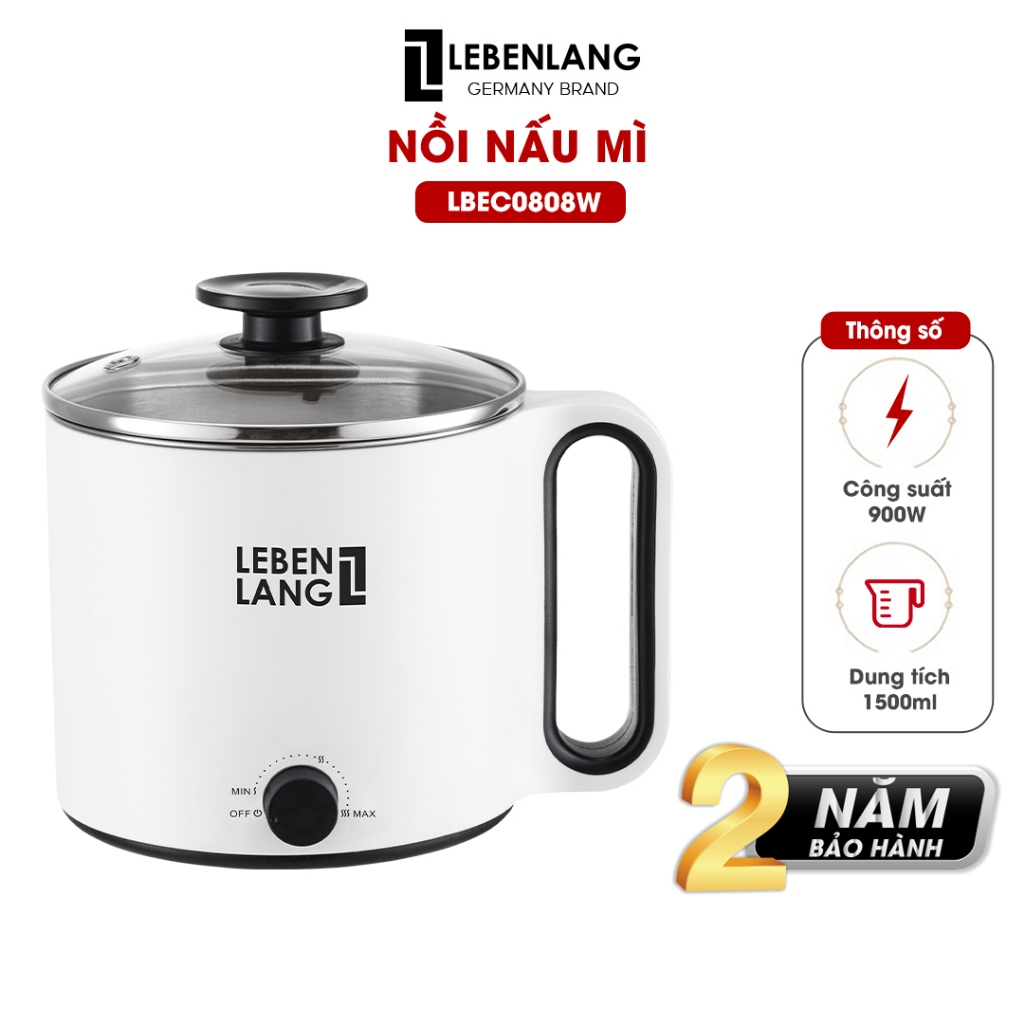 Nồi lẩu điện mini đa năng Lebenlang LBEC0808 1500ml, 900W, bảo hành 2 năm - hàng chính hãng