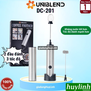 [Bảo hành 1 năm] Máy đánh tạo bọt cà phê dùng pin Uniblend DC-201 - 2 đầu đánh bọt và đánh trứng